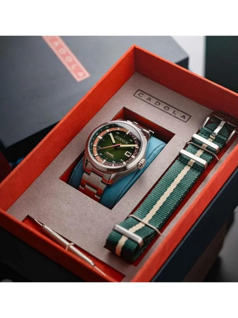 NWT Cadola Paddock Automatic Green Dial Men's Watch